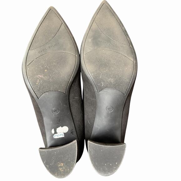 Marc Fisher 10 Caitlin Pumps Block Heel Pointed Toe Black Solid Career - Picture 4 of 9